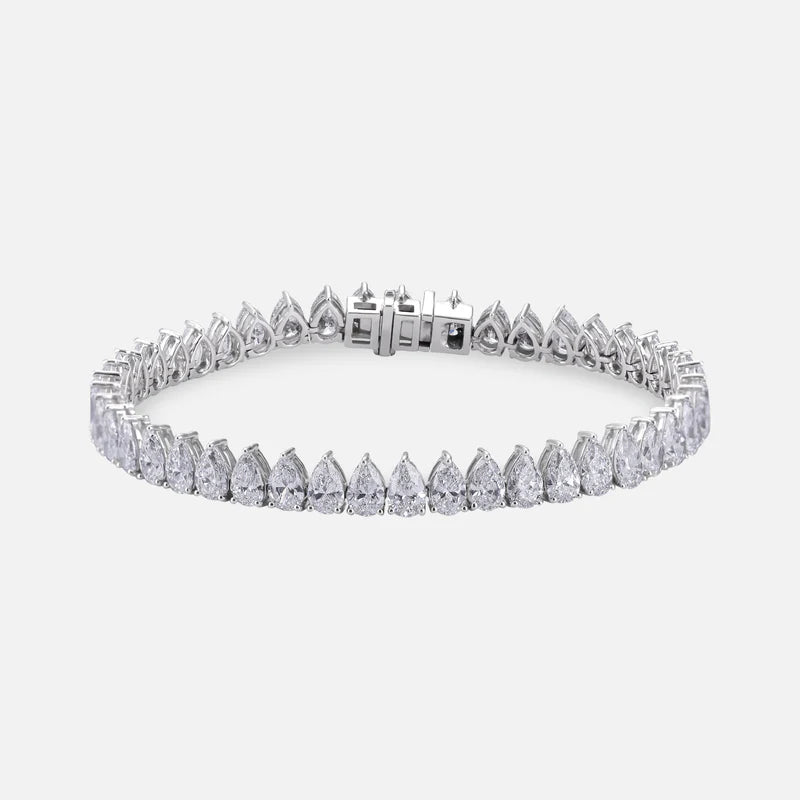 Pear-Cut Diamond Tennis Bracelet in 14K White Gold | Lab Grown Diamond Bracelet | Elegant Jewelry for Women | Anniversary & Bridal Gift