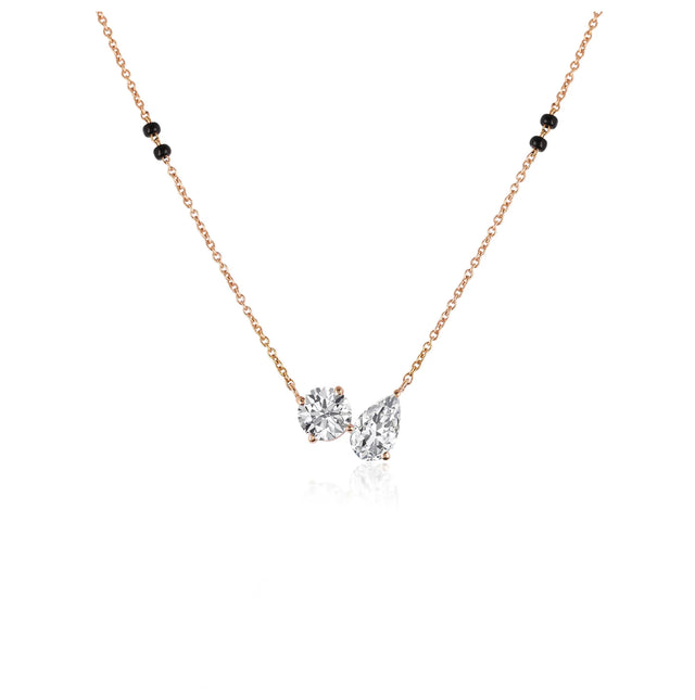 Diamond Mangalsutra Necklace in 14K Yellow Gold | Lab Grown Diamond Pendant | Modern Daily Wear Mangalsutra for Women | Promise Jewelry