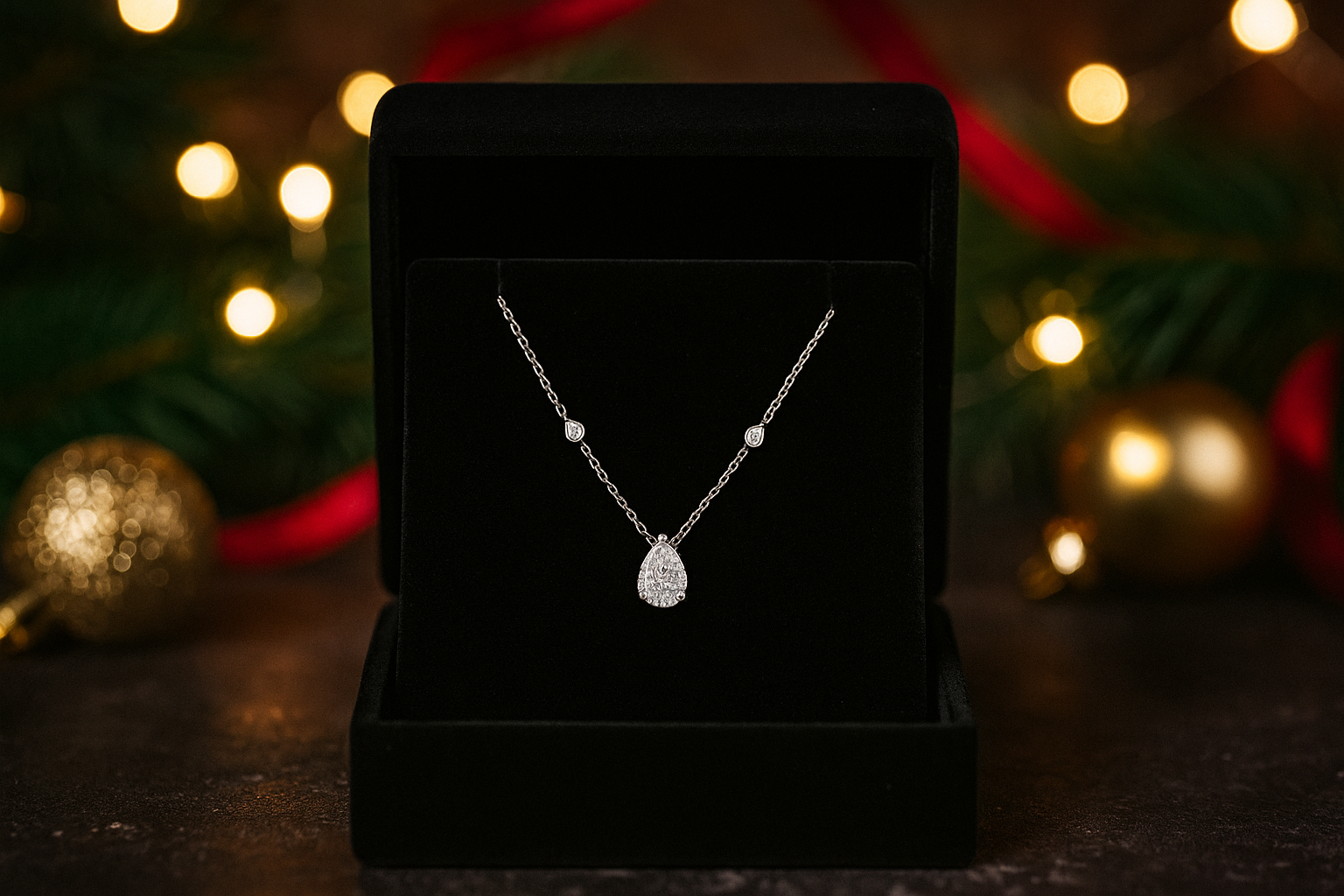 Pear-Shaped Diamond Pendant Necklace in 14K White Gold | Lab Grown Diamond Necklace | Elegant Jewelry for Her | Promise Necklace