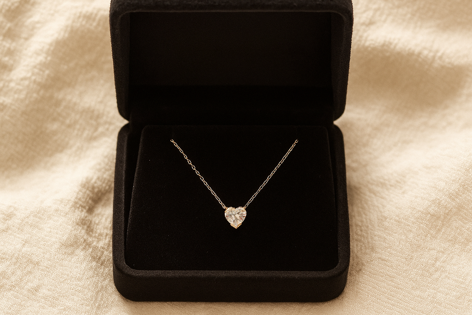 Heart-Shaped Diamond Pendant Necklace in 14K White Gold | Lab Grown Diamond Necklace | Romantic Jewelry for Her | Promise Necklace