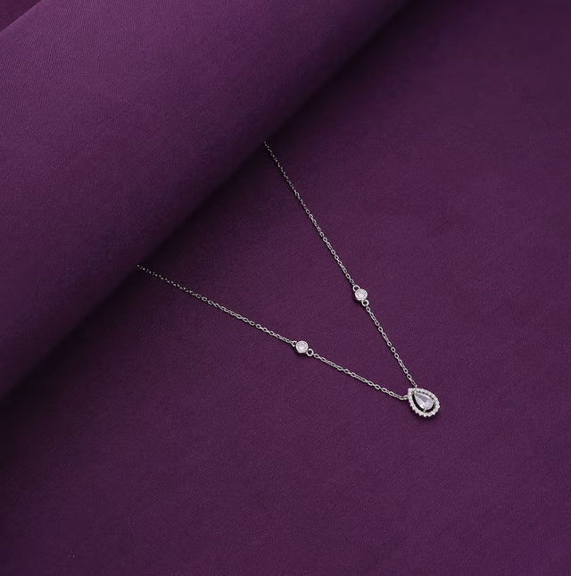 Pear-Shaped Diamond Pendant Necklace in 14K White Gold | Lab Grown Diamond Necklace | Elegant Jewelry for Her | Promise Necklace