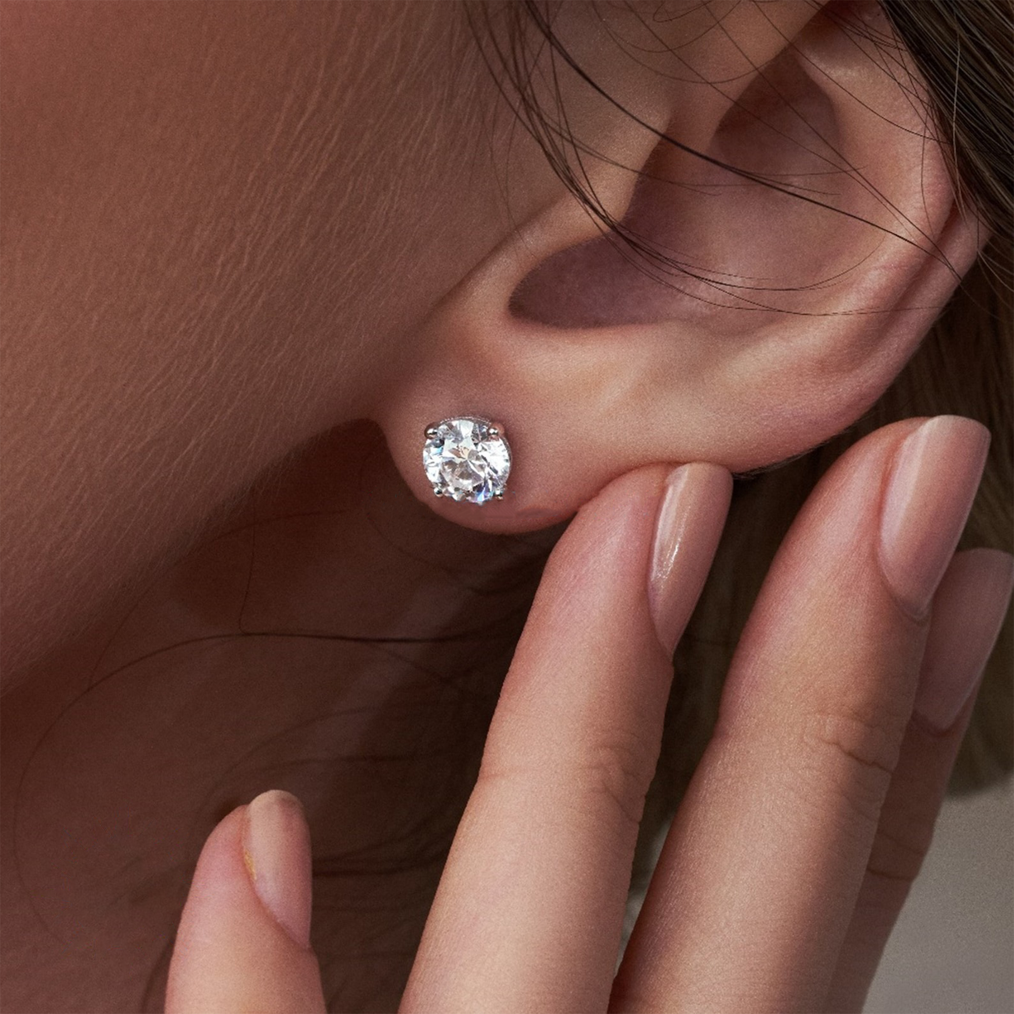 Round-Cut Diamond Stud Earrings in 14K White Gold | Lab Grown Diamond Earrings | Classic Everyday Jewelry for Women | Timeless Solitaire Studs