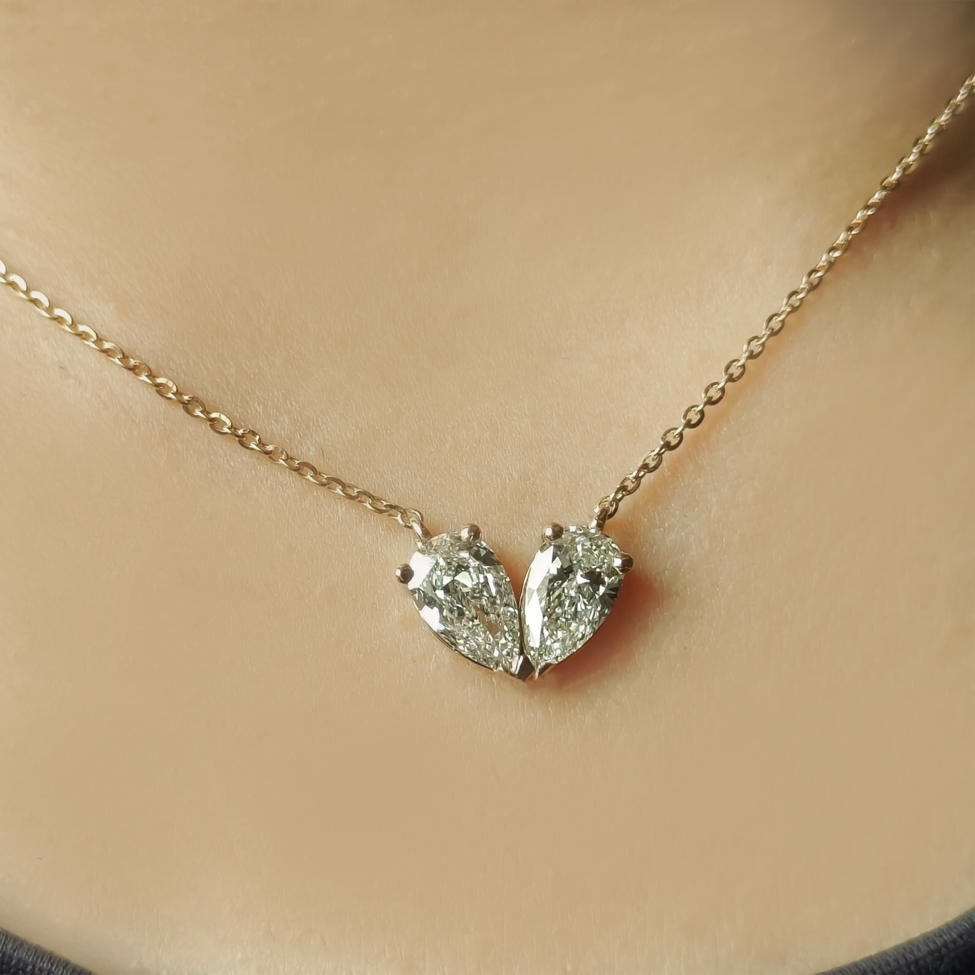 Pear-Cut Diamond Mangalsutra Pendant in 14K Rose Gold | Lab Grown Diamond Necklace | Modern Bridal Jewelry for Women | Elegant Daily Wear Mangalsutra