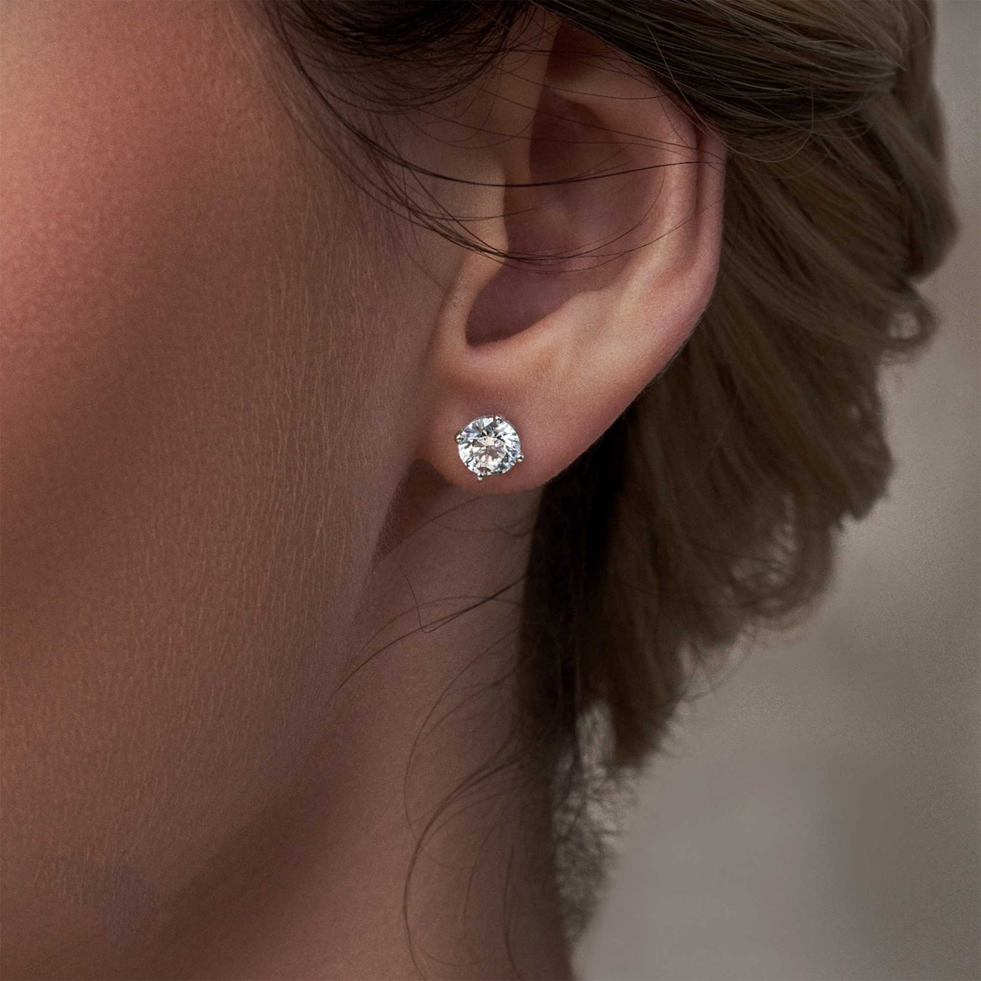 Round-Cut Diamond Stud Earrings in 14K White Gold | Lab Grown Diamond Earrings | Classic Everyday Jewelry for Women | Timeless Solitaire Studs