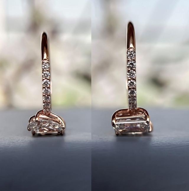 Pear & Emerald-Cut Diamond Toi et Moi Ring in 14K Rose Gold | Lab Grown Diamond Engagement Ring | Modern Two-Stone Ring for Women | Elegant Statement Jewelry