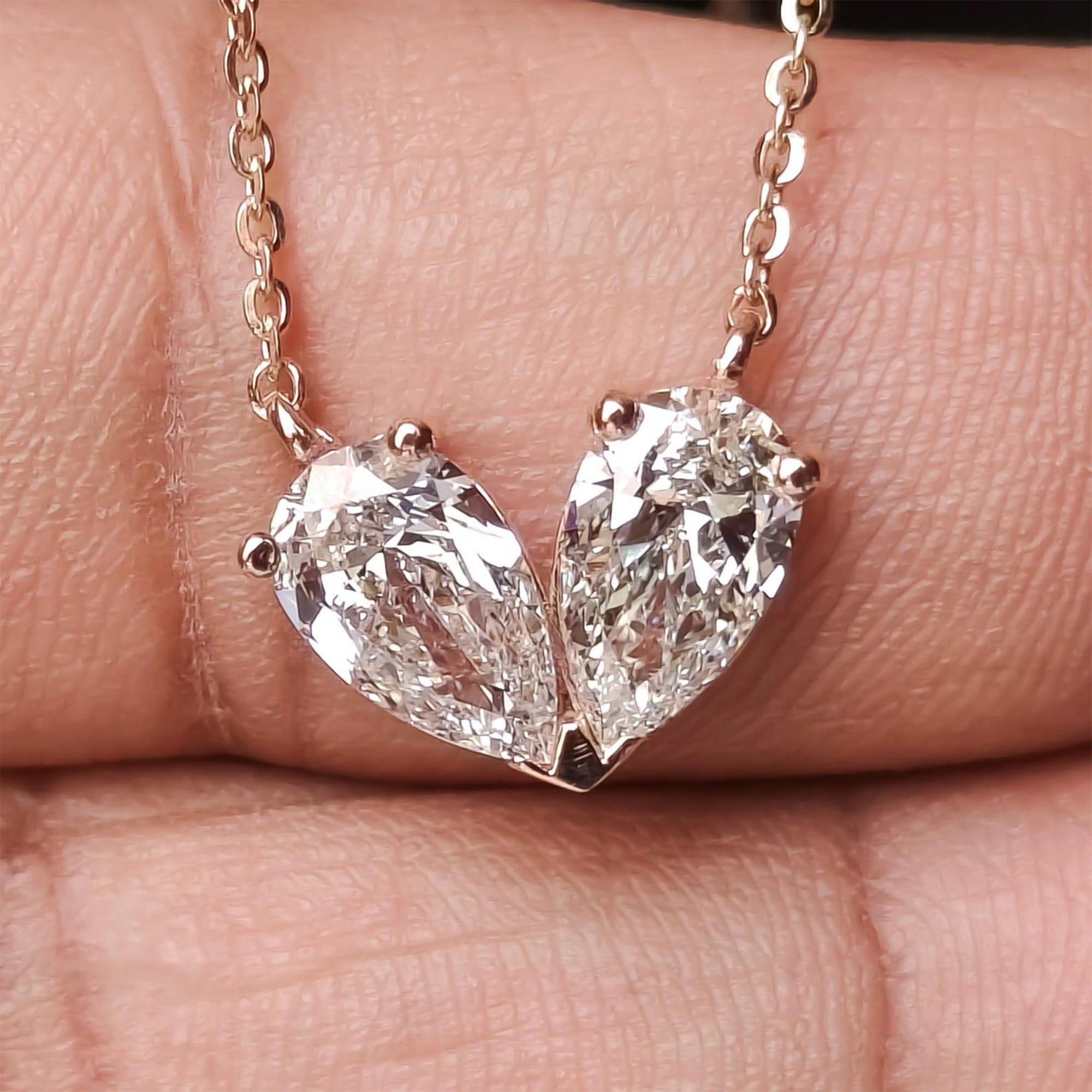 Pear-Cut Diamond Mangalsutra Pendant in 14K Rose Gold | Lab Grown Diamond Necklace | Modern Bridal Jewelry for Women | Elegant Daily Wear Mangalsutra
