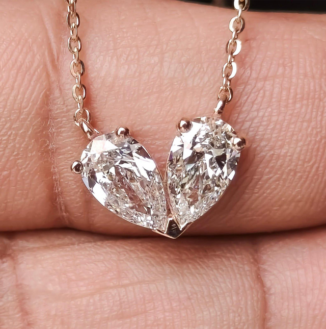 Pear-Cut Diamond Mangalsutra Pendant in 14K Rose Gold | Lab Grown Diamond Necklace | Modern Bridal Jewelry for Women | Elegant Daily Wear Mangalsutra