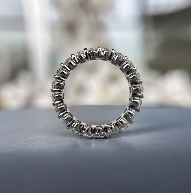 Oval-Cut Diamond Eternity Band in 14K White Gold | Lab Grown Diamond Wedding Band | Classic Anniversary Ring for Women | Timeless Eternity Jewelry