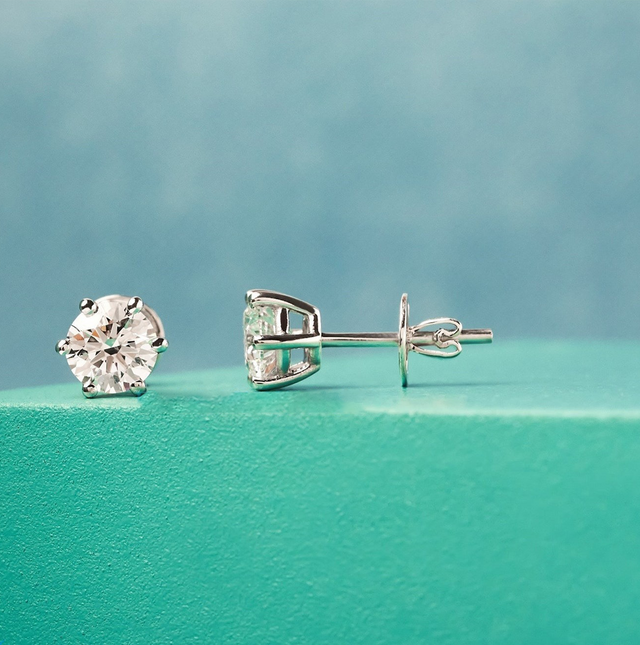 Round-Cut Diamond Solitaire Stud Earrings in 14K White Gold | Lab Grown Diamond Earrings | Classic Everyday Jewelry for Women | Timeless Studs