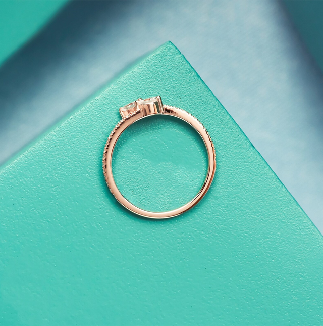 Marquise-Cut Diamond Toi et Moi Ring in 14K Rose Gold | Lab Grown Diamond Ring | Dainty Two-Stone Ring for Women | Modern Promise Jewelry