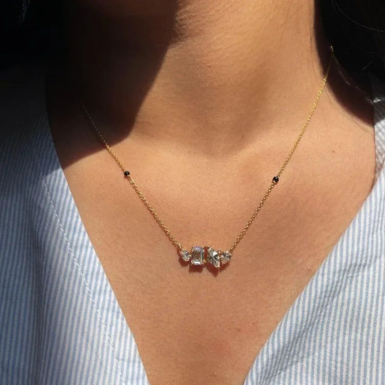 Multi-Cut Diamond Mangalsutra Necklace in 14K Yellow Gold | Lab Grown Diamond Pendant | Modern Designer Mangalsutra for Women | Daily Wear Jewelry