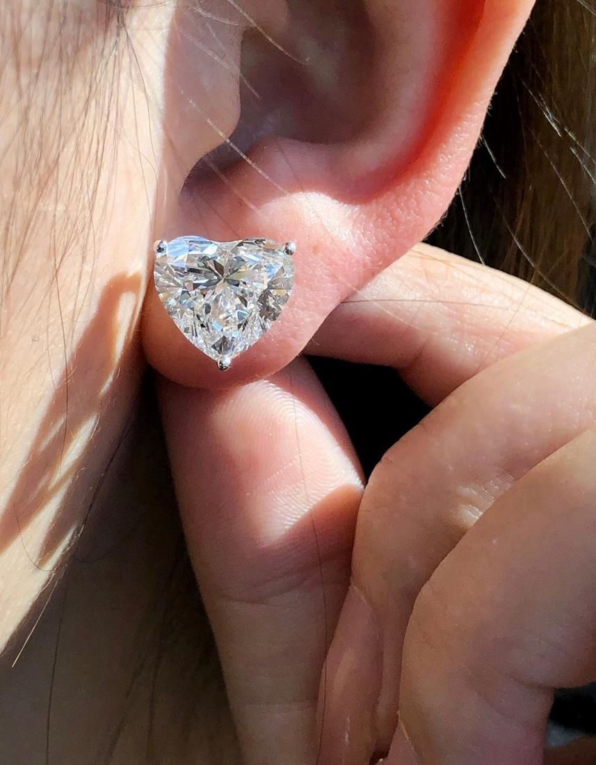 Heart-Cut Diamond Stud Earrings in 14K White Gold | Lab Grown Diamond Earrings | Romantic Jewelry for Women | Timeless Heart Solitaire Studs