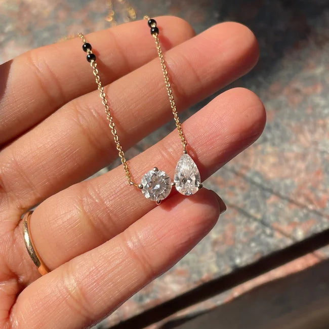 Diamond Mangalsutra Necklace in 14K Yellow Gold | Lab Grown Diamond Pendant | Modern Daily Wear Mangalsutra for Women | Promise Jewelry
