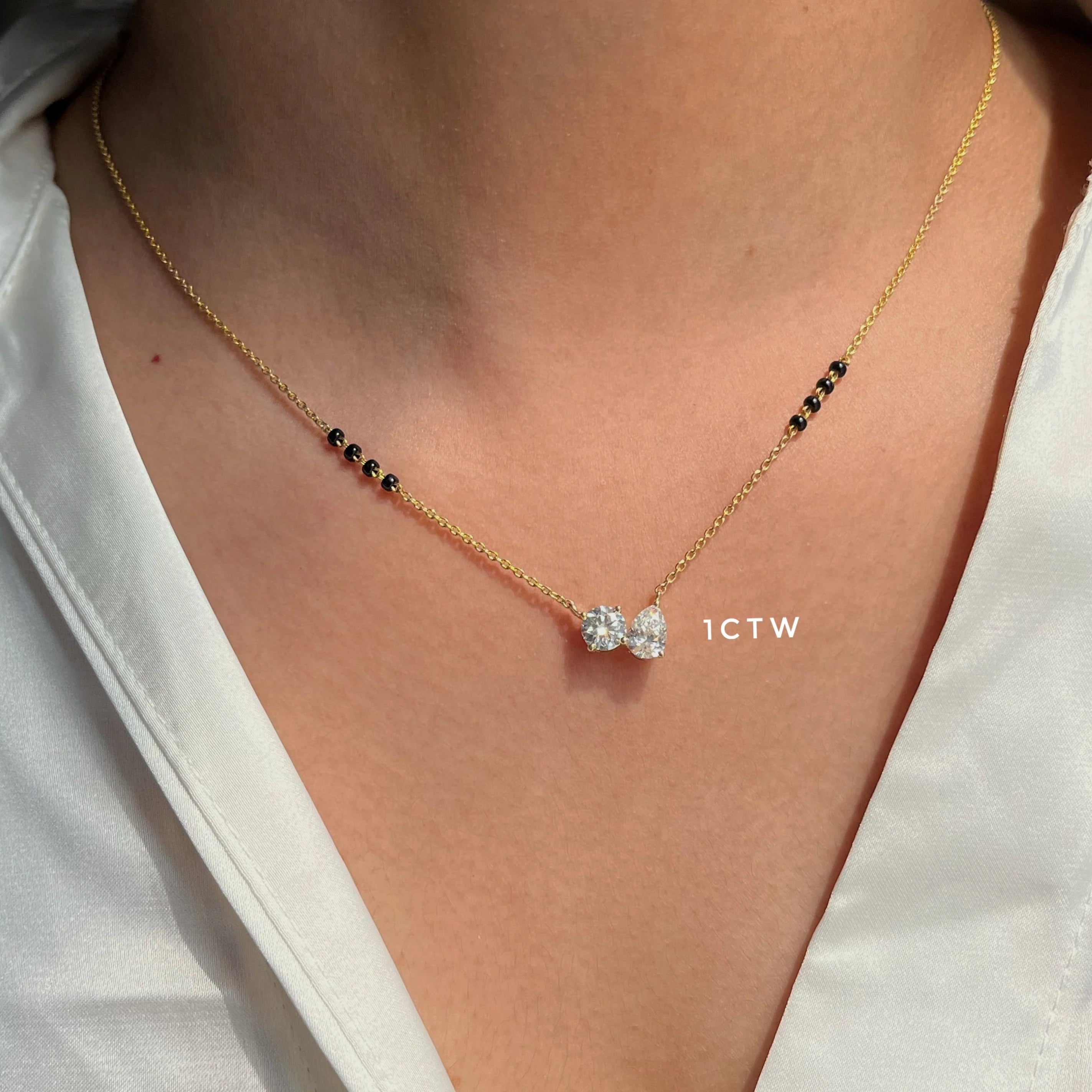 Diamond Mangalsutra Necklace in 14K Yellow Gold | Lab Grown Diamond Pendant | Modern Daily Wear Mangalsutra for Women | Promise Jewelry