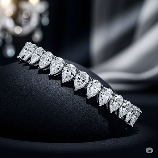Pear-Cut Diamond Tennis Bracelet in 14K White Gold | Lab Grown Diamond Bracelet | Elegant Jewelry for Women | Anniversary & Bridal Gift