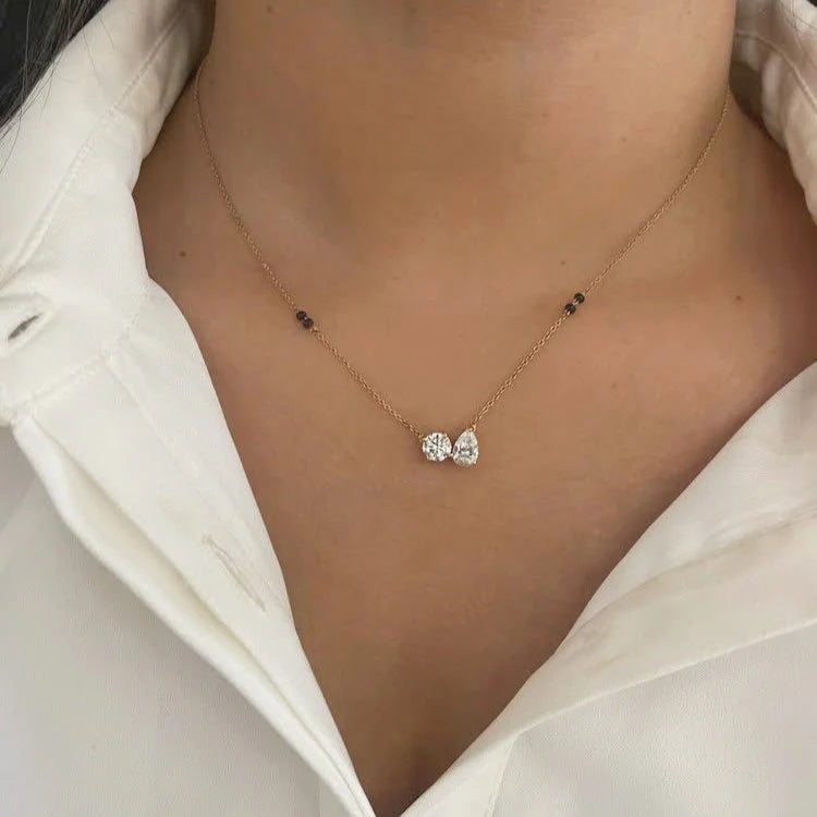 Diamond Mangalsutra Necklace in 14K Yellow Gold | Lab Grown Diamond Pendant | Modern Daily Wear Mangalsutra for Women | Promise Jewelry