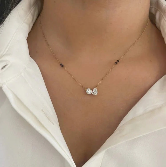 Diamond Mangalsutra Necklace in 14K Yellow Gold | Lab Grown Diamond Pendant | Modern Daily Wear Mangalsutra for Women | Promise Jewelry