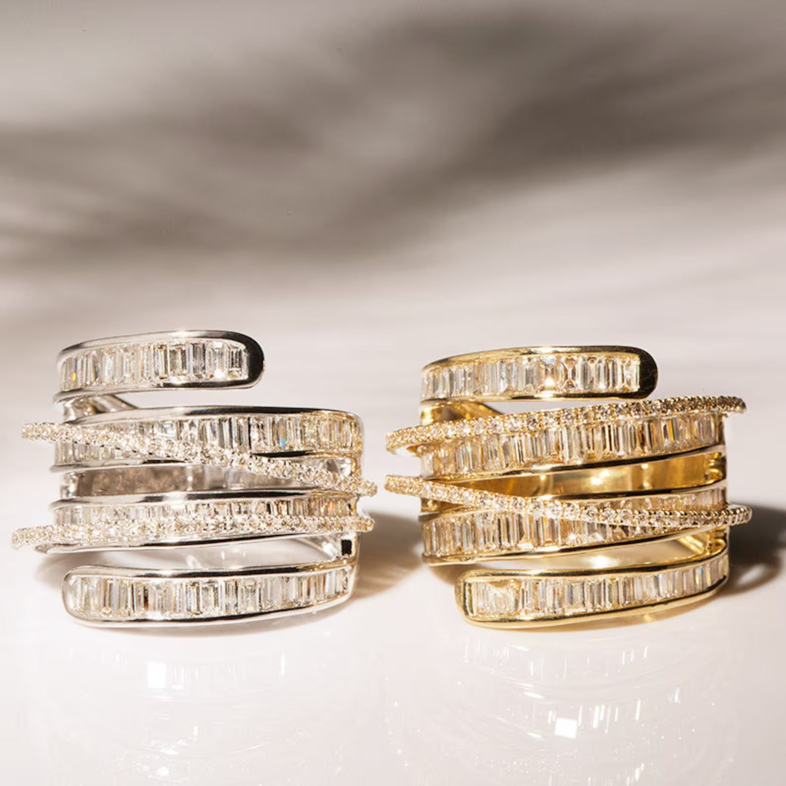 Diamond Baguette Layered Band in 18K Gold