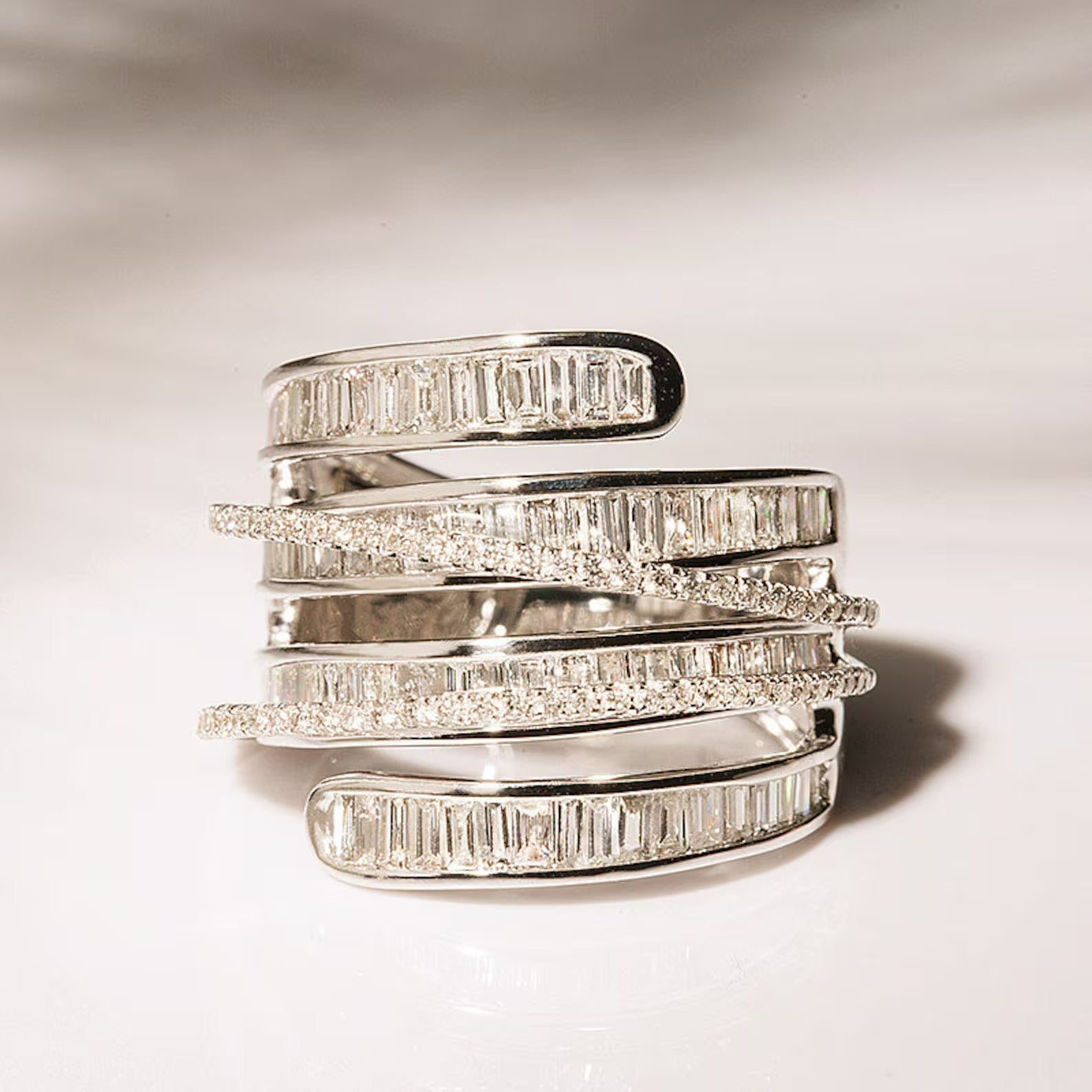 Diamond Baguette Layered Band in 18K Gold