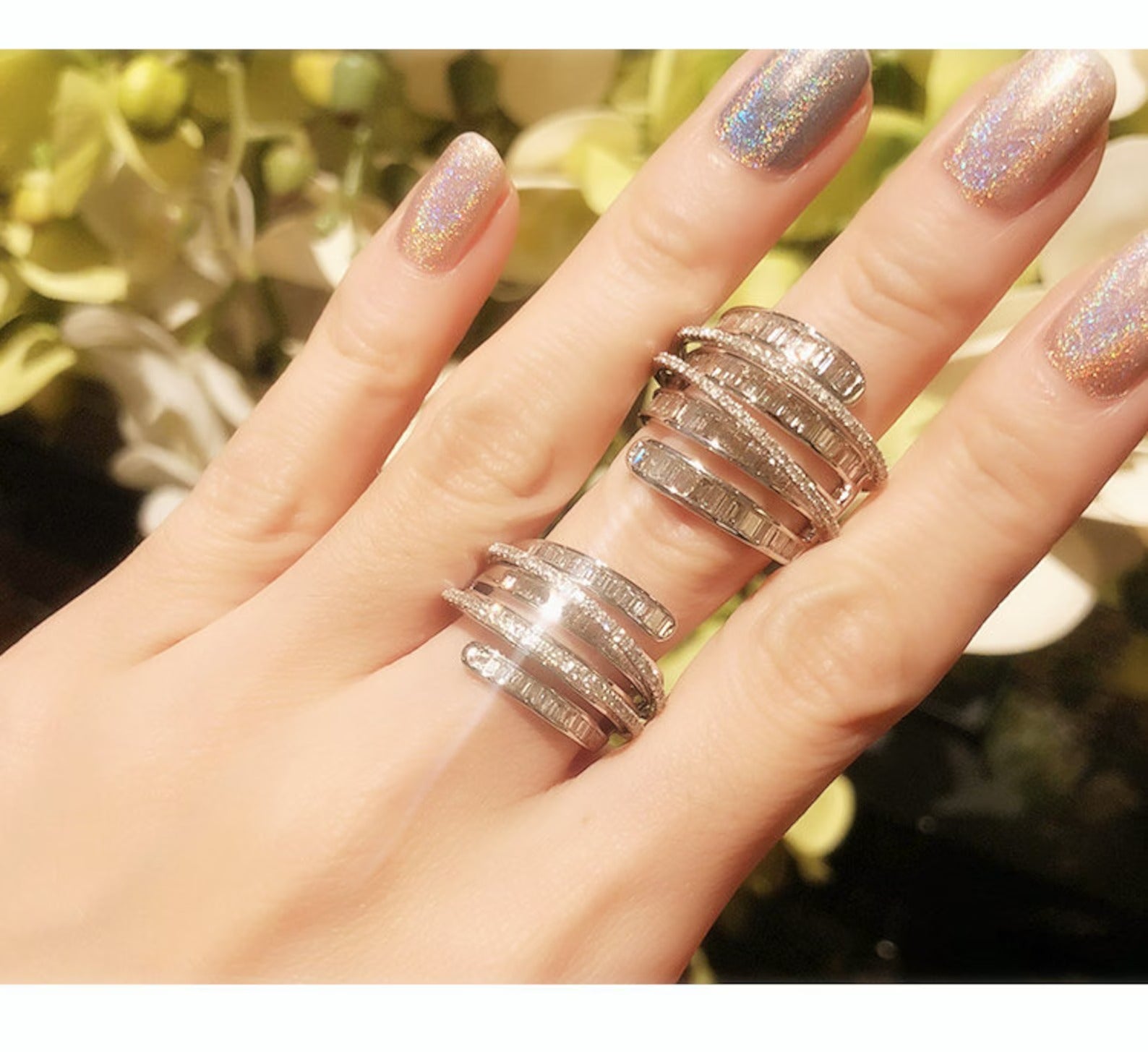 Diamond Baguette Layered Band in 18K Gold